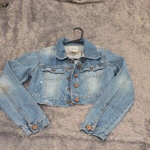 Old Navy Light Blue Cropped Denim Jean Jacket Size M!